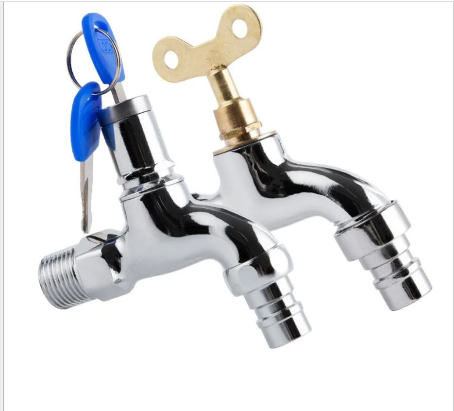 Chrome Surface Zinc Cold Plastic Lock Handle Brass Bibcock Taps with Key